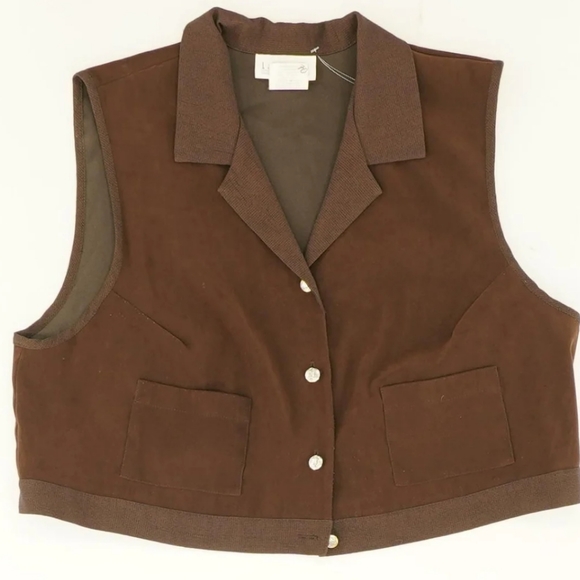 Vintage Jackets & Blazers - Vintage crop western brown button up vest